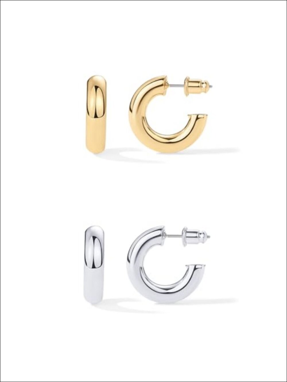Chunky Gold Hoop Earrings 14K Gold Plated Lightweight 20mm